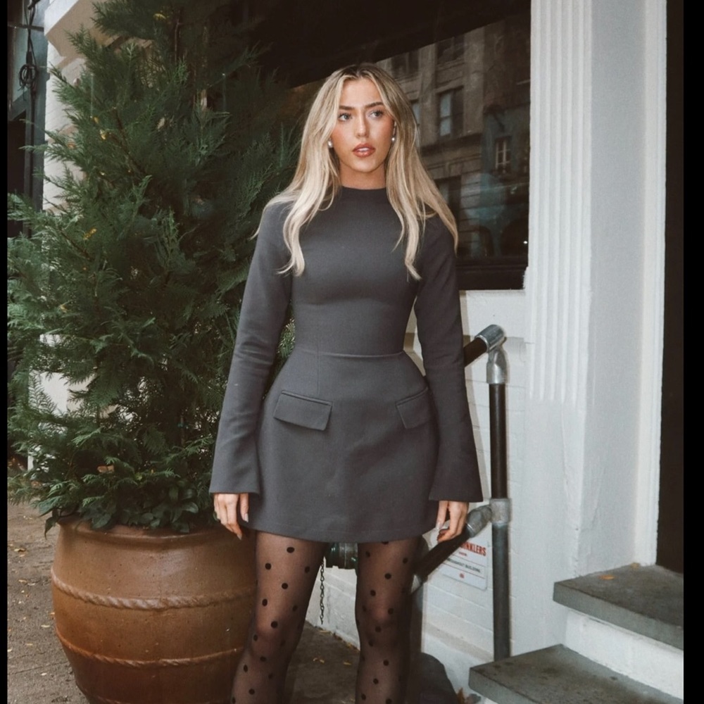 The Ultimate Muse Split Sleeve Mini Dress | Slate Grey